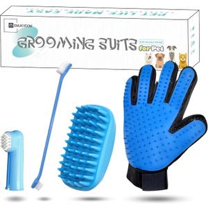Pet Toothbrushes, Rubber Dog Bath & Massage Brush, Pet Shedding Massage Glove & Soft Silicone Cat Chin Acne Brush for Long and Short Haired Dogs, Cats & Small Animals - Dogs Bath Grooming Kit