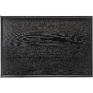 24 x 16 Inches Extra Large Solid Wood Serving Tray for Tea Coffee Table Snack Food Meals Serving Plate Kitchen Party Bar Breakfast Server with Raised Edges Black Wooden Decorative Ottoman Tray