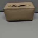 Vlando Makeup Bag,Large Capacity Travel Toiletry Bag,Cosmetic Bags for Women PU Leather Waterproof Portable Pouch with Divider & Handle-Toffee