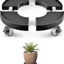 VEVOR Trash Can Dolly with 4 Lockable Wheels, 440lbs Weight Capacity, Round Trash Can Roller Base, 15-22.8 in Adjustable, Heavy Duty Drum Dolly Plant Caddy, Multi-Functional Rolling Dolly Cart, Black