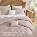 Madison Park Shabby Chic Comforter Set 5-Piece Queen Size, Puffy Seersucker Textured Grid Pattern Boho Bedding, Dusty Pink Plaid Comforter with 2 Shams & 2 Decorative Pillows