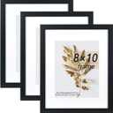 8x10 Picture Frame Black 3 Pcs set can Display 5x7 Picture with Mat or 8x10 Without Mat on the Wall