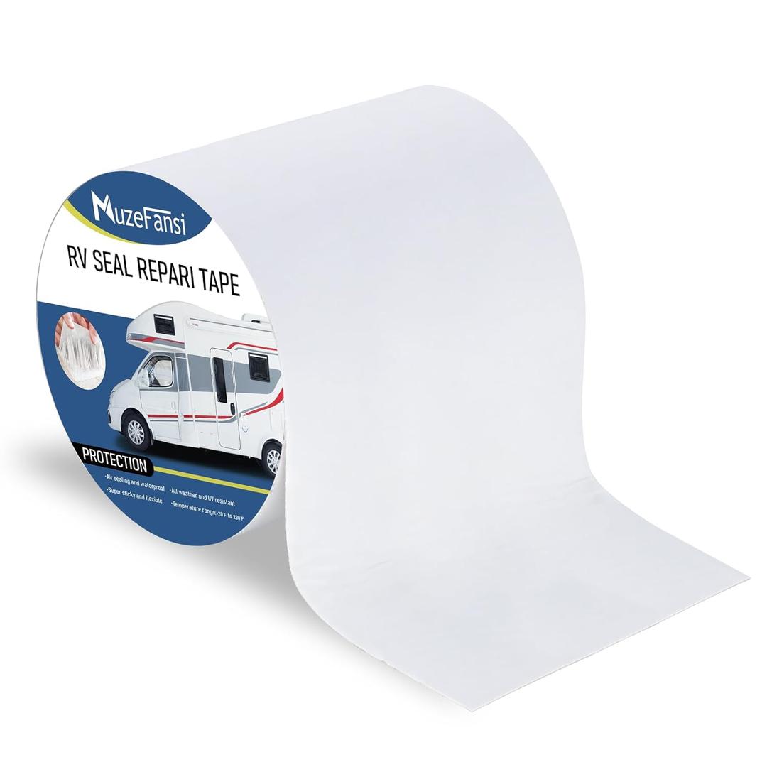 RV Roof Tape 6 Inch X 50 Feet 1Pack, UV & Weatherproof White RV Sealant Roofing Tape,Waterproof RV Flex Seal Tape for Camper Trailer Truck Stop Roof Window Boat Sealing Leak Repair