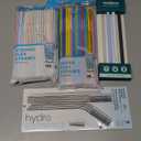 Straws 4 Pack: 200 Plastic Colorful Super Flex Straws and 10 Reusable Stainless Steel Straws