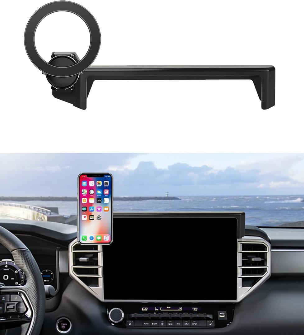 MaserWeller Car Phone Holder for Toyota Sequoia 2023 2024 2025 Accessories/Tundra 2022-2025 Accessories 14-inch Screen Fixed Clip,Phone Mount Compatible with MagSafe, 360 Rotation Cell Phone Holder