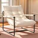 Accent Chair, Comfy Living Room Chair with Soft Cushion, Upholstered Armchair with Metal Frame for Bedroom Balcony Reading Room (Beige,Set of 1)