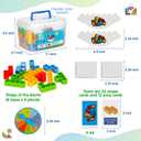 WOWNOVA 64PCS Deluxe Tetra Tower Game for Family Game Night, Balance Stacking Blocks Tower Board Game for Fun Party Games, Stacking Game for Kids & Adults, with Prize Wheel&Cute Clear Storage Box, 12.5 cm x 19.5 cm x 11.7 cm