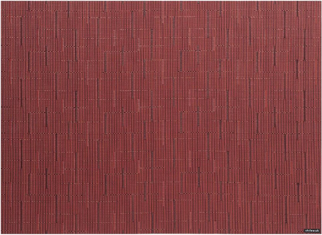 Chilewich Bamboo Placemats Set of 4  Woven Rectangle Placemats  Reusable, StainResistant, Indoor/Outdoor Tabletop Protection  19" x 14"  Cranberry