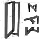 Metal Table Legs 28 inch Height x 24 inch Wide with Adjustable Protector Feet, Industrial & Rustic Style Heavy Duty Metal Furniture Legs for Desk/Table, (Bear Up to 800lb), Black, T-Shape Set of 2