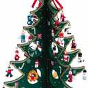 Kurt Adler Advent Calendar Christmas Tree with 24 Miniature Wooden Ornaments, Multi Color 11.75in.