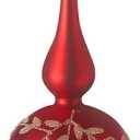 HappySpot Glass Spherical Christmas Tree Topper Finial Christmas Ornaments with Carved Flowers Holiday Indoor Suitable for Home Party Decoration, 9.8inches, Red