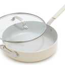 GreenPan x Bobby Flay 4.5QT Nonstick Saute Pan with Glass Lid, PFAS-Free Diamond Ceramic, Induction Suitable, Stay-Cool Silicone Handle, Easy Clean Dishwasher & Oven Safe, Cream