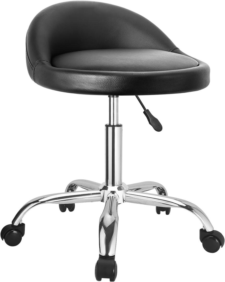 JOSTZHXIN Rolling Stool with Back,Home Office Swivel Chair Height Adjustable, Salon SPA Work Chair Shop Stool (Style 3)