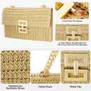 Gets Straw Clutch Purse for Women, Woven Beach Bag Summer Corssbody Purse Small Rattan Shoulder Bag for Travel Apricot