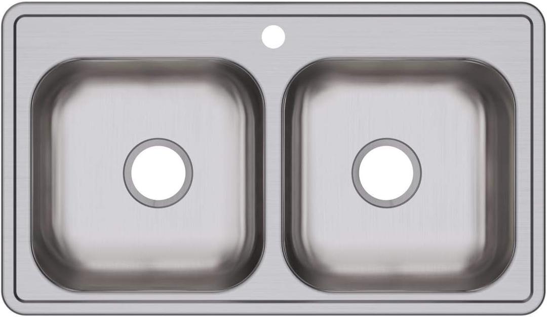 Elkay D23319 Dayton 33" Drop In Double Basin Stainless Steel Kitchen Sink - 1 Faucet Hole (33 x 19 x 6.5)