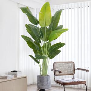 Lifelike Bird of Paradise Artificial Plant,6.6ft Faux Banana Leaf Tree with 15 Trunks - Perfect Indoor Silk Floor Plant for Home Decor in Living Room, Office, and Bedroom