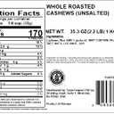 Yupik Roasted Unsalted Whole Cashews, 2.2 lb (35.2 oz), Gluten-Free, Kosher, Vegan, Crunchy Nuts, Lightly Roasted, No Added Salt, Source of Protein & Iron, Savory Snacks (EXP 04/21/27)