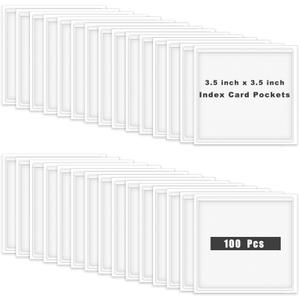 100 Pcs Adhesive Label Pockets, 3.5 * 3.5 Inch Clear Label Holder for Storage Bins for Classroom Organizing