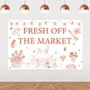 Farmer Market Bridal Shower Decoration 4.92*3.28ft Fresh Off The Market Backdrop Banner Fruit Vegetable Locally Grown Gardener Farm Bride To Be Bachelorette Engagement Wedding Party Supplies