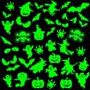 99 Pieces Halloween Glow in The Dark Stickers Halloween Luminous Window Decal Wall Stickers Ghost Bat Pumpkin Spider Eye Skeleton Night Glow Stickers Modern Removable for Halloween Theme Party