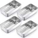 TeamFar Loaf Pan, 9"  5" Bread Loaf Pans Meatloaf Pan Stainless Steel for Baking Bread Cake Lasagna, Healthy & Durable, Oven & Dishwasher Safe - Set of 4 (Silver)