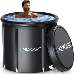 ONLYCARE XXL Ice Bath Tub for Athletes/2 Adults  Constant Temperature 5H Portable Cold Plunge Tub with Cover for Fast Muscle Recovery, Stress Relief, 130 Gal Ice Plunge Tub for Indoor/Outdoor/Gym (Black)