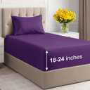 Extra Deep Pocket Twin Sheets - 3 Piece Breathable & Cooling Bed Sheets - Hotel Luxury Bed Sheet Set - Soft, Wrinkle Free & Comfy - Easily Fits Extra Deep Mattresses - Deep Pocket Purple Sheets Set