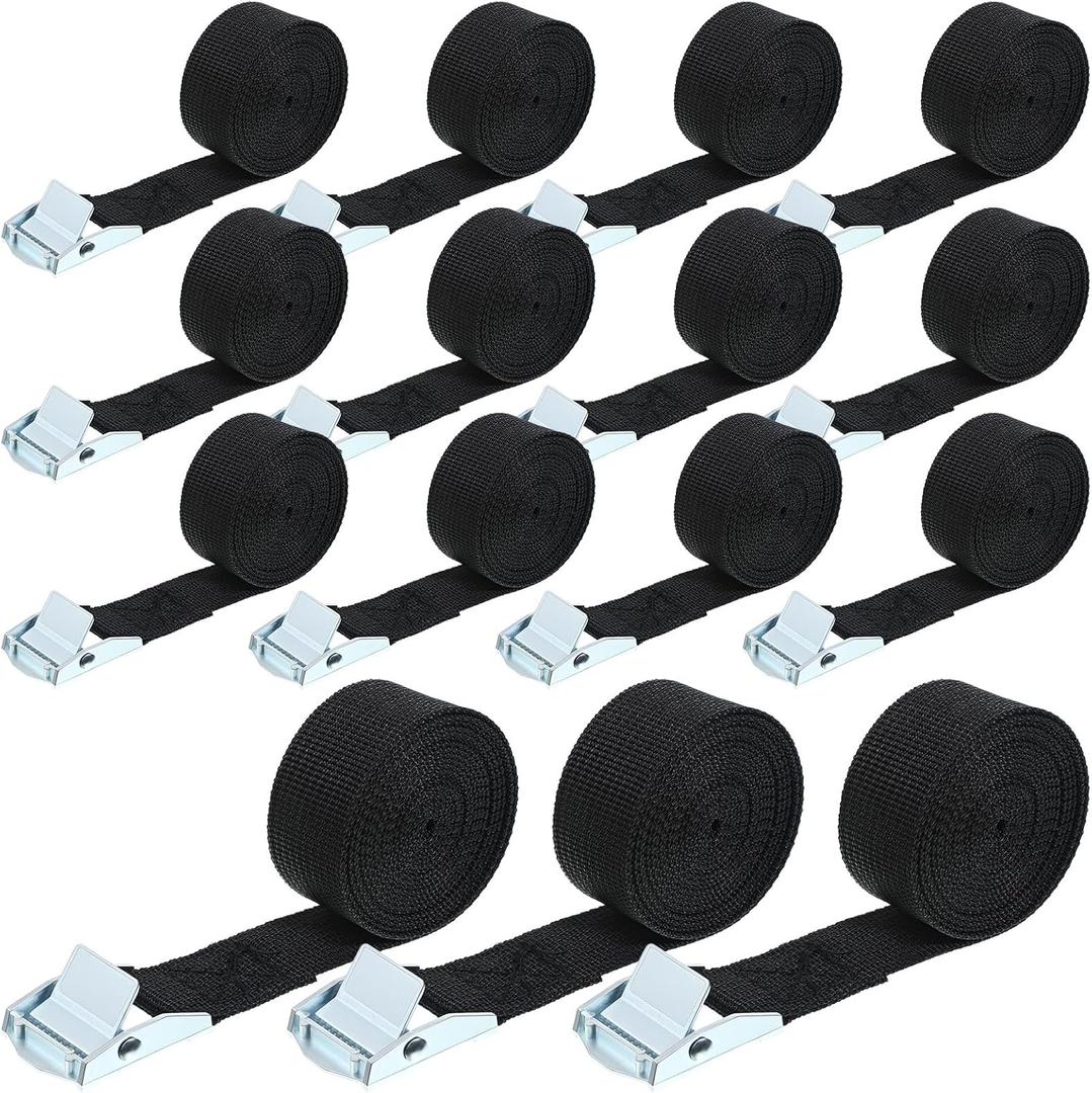 SHENLIU 15 Pack Cam Buckle Straps, 78.74inches Long 1.12inches Wide Lashing Straps with Buckles Adjustable Kayaks Tie up to 250lbs for Securing Luggage Cargo