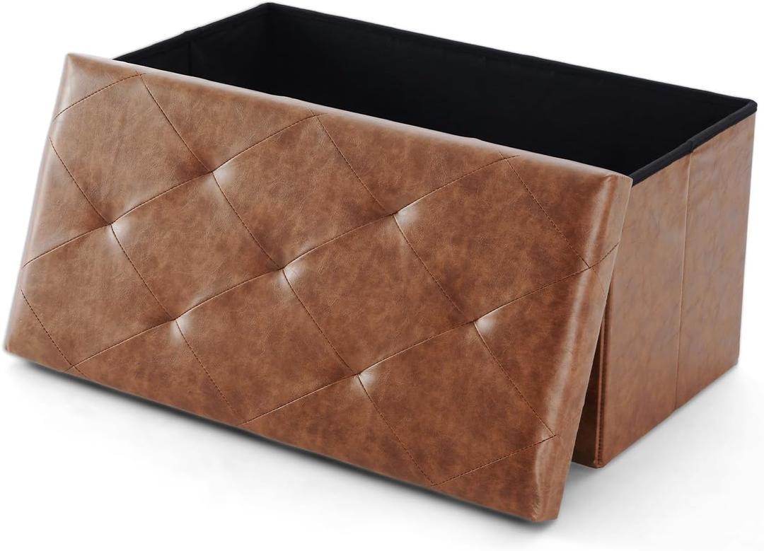 DUMOS 30 Inch Folding Ottoman with Storage Bench, Foot Rest Stool Ottoman, 15.2"D x 30"W x 15.2"H