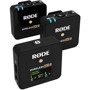 RDE Wireless GO II Ultra-compact Dual-channel Wireless Microphone System with Built-in Microphones, On-board Recording and 200m Range for Filmmaking, Interviews and Content Creation (Black)