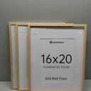 upsimples 16x20 Frames Set of 3, Natural Solid Wooden Picture Frames, Display 11x14 with Mat or 16 x 20 Without for Vertical or Horizontal Wall Hanging