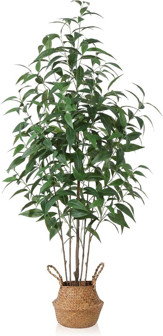 Artificial Eucalyptus Tree,5Ft Tree Fake Plant in Pot for Home and Office Decor,Potted Faux Plants Tall Artificial Trees for Indoor