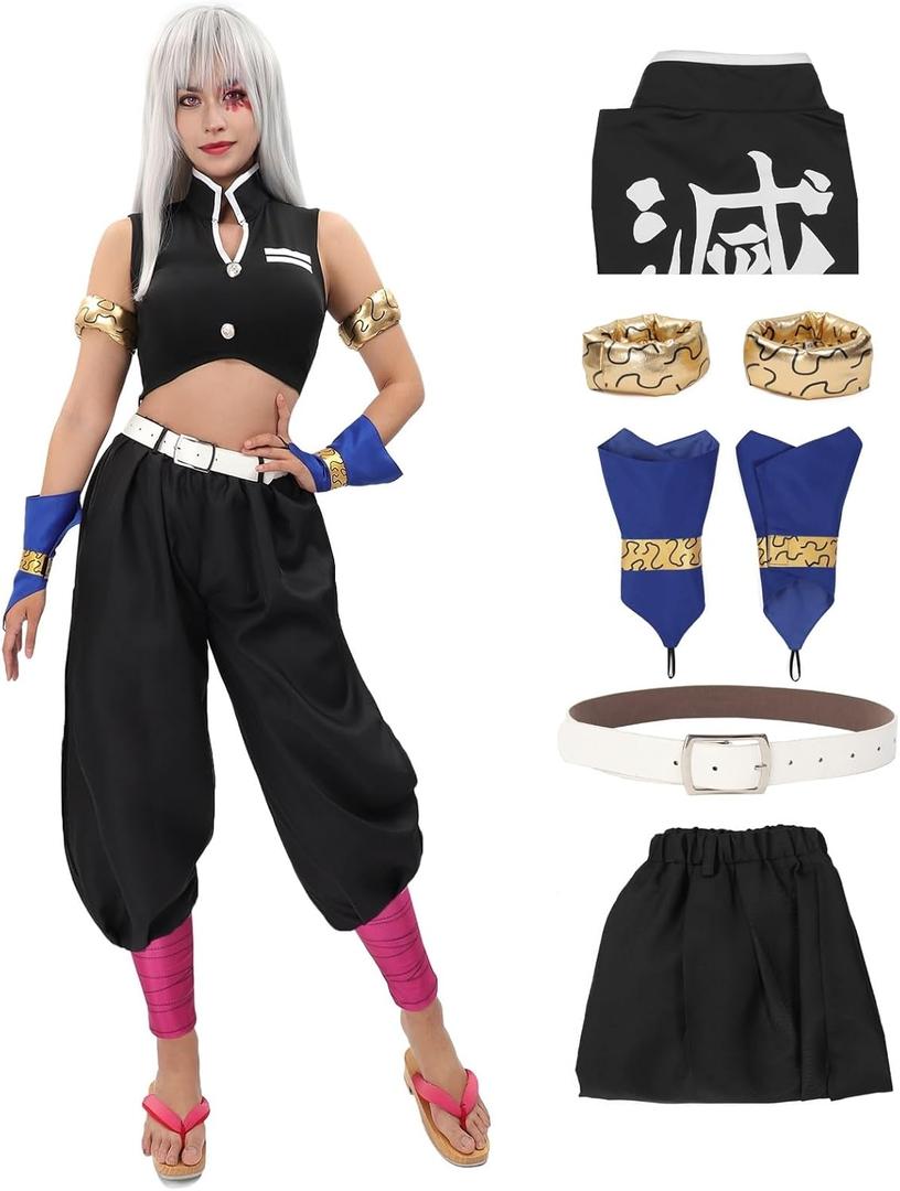 C-ZOFEK Women's Uzui Tengen cosplay Costume Full Set with Armband Wrist Brace Gaiters for Halloween Party (Large)