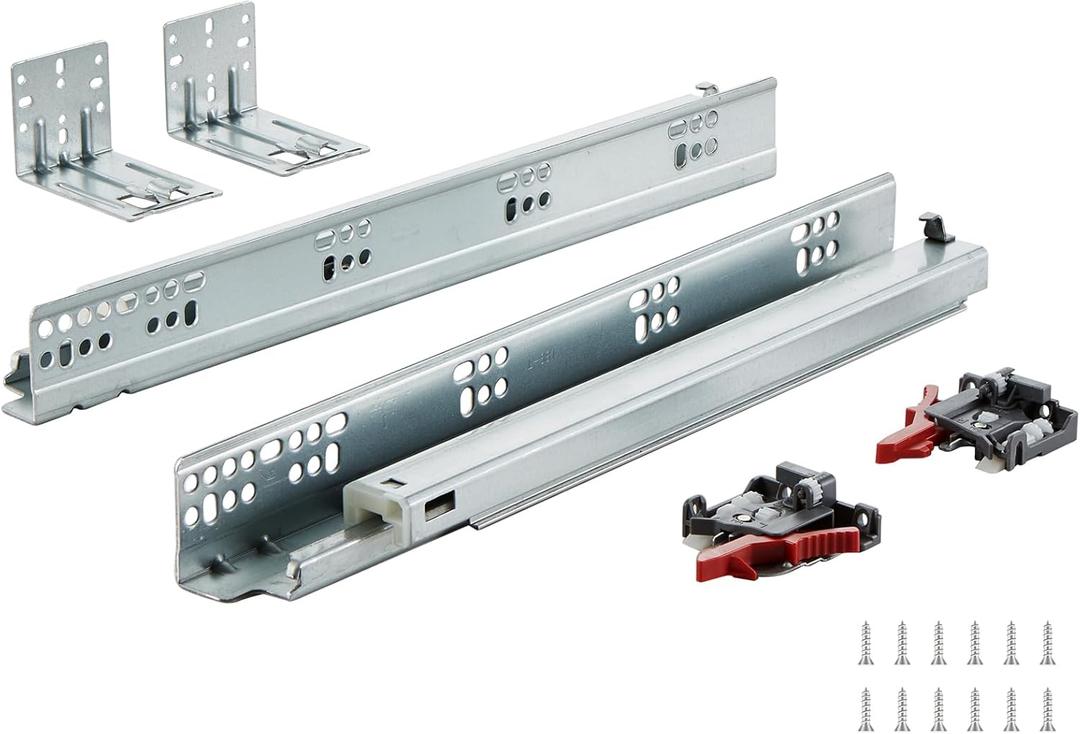 VEVOR 6 Pairs 15 Inch of 15 18 21 Inch Soft Close Bottom Mount Drawer Slides, Heavy Duty Ball Bearing Full Extension Steel Track, Noiseless Guide Glides Cabinet Kitchen Runners with Locking, 100 Lbs