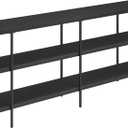 Henn&Hart 64'' Wooden Rectangular Console Table Entryway Table, Sofa Table with Wooden Shelves for Entryway, Living Room, Couch, Hallway, or Office, Black Grain.