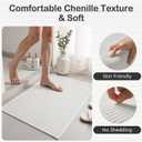 MontVoo Bath Mat,Chenille Absorbent Bathroom Mat Quick Dry Rubber Backed Bathroom Rugs Non Slip Washable Bath Mats,Ultra Thin Bathroom Rugs Fit Under Door,24"x35",White