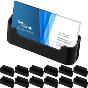 12 Pcs Acrylic Black Business Card Holder Display Business Card Holder for Desk Display Holder Stand for Desktop Office Home Supplies Fits 30-50