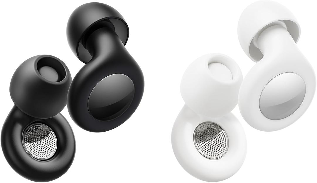 Ear Plugs for Sleeping Noise Cancelling, Reusable Silicone Ear Plugs for Noise Reduction with 8 Ear Tips, Earplugs for Sleep, Concerts, Travel, Snoring (Black + White, One Size)