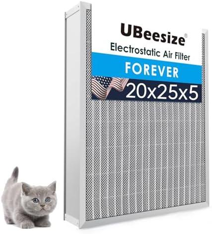 UBeesize 20x25x5 Reusable Air Filter HVAC AC Furnace Filter,Washable, Lasts a Lifetime,Permanent Filter,For Lennox (X6673), Honeywell (FC100A1037),Carrier,and More(Actual Size:19.88x24.72x4.33Inch)