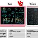 FLUESTON LCD Writing Tablet, Doodle Board Toys Gifts for 3-8 Year Old Girls Boys, 15 Inch Colorful Electronic Board Drawing Pad for Kids, Christmas Gifts for Toddler Educational Learning Travel, Pink