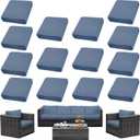 14Pcs Outdoor Cushion Covers, Patio Cushion Covers,Stretch Elastic Slipcovers, Replacement Washable & Reusable Furniture Protector for Patio Couch (Gray-Blue,Cover Only)