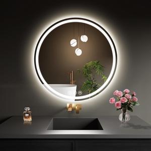 LED Bathroom Mirror 22 Inch Round Bathroom Mirror with Lights, Circle Wall Mirror with 3 Colors Brightness, Anti-Fog for Bathroom Vanity, Entryway Living Room