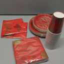 Valentine's Day Party Supplies Red Heart Love Disposable Paper Plates Napkins Cups plastic Tablecloth for Valentine's Day, Engagements, Anniversary, Birthday Party Serve 25