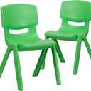 Flash Furniture Green Plastic Stackable School Chair with 15.5'' Seat Height