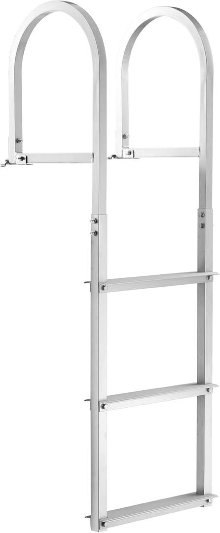 VEVOR Removable Dock Ladder 3 Steps, 500lbs Load Capacity, Aluminum Swim Ladders, Pontoon Boat Ladder with Rubber Mat for Lake, Marine Boarding, Pool