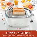 MELLERHOME Retro Toaster 2 Slice, 7 Browning Levels, 3 Functions (Reheat, Defrost, Cancel), Removable Crumb Tray, Under Base Cord Storage, White Toaster Kitchen Appliances