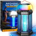 Solar Bug Zapper Outdoor – Ultra-Strong Fly & Mosquito Zapper, Solar-Powered Rechargeable Bug Zapper, Portable Cordless Insect Zapper, Foldable Adjustable Light, IP66 Waterproof (Carbon Black)