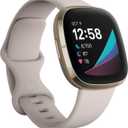 Fitbit Sense Health & Fitness Smartwatch W/GPS, Bluetooth Call/Text, Heart Rate SpO2, ECG, Skin Temperature & Stress Sensing (S & L Bands, 90 Day Premium Included) International Version (White/Gold)