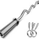 Olympic EZ Curl Barbell Bar, 47" Curl Bar for Weight Lifting, Home Gym Weight Bar- Strength Training,Squat,Hip Thrusts,Biceps, Chrome Curling for 2 Inch Plates -2 Spring Collars (Silver)