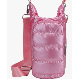 Water Bottle Carrier Bag with Phone Pocket Puffer Tote Bag Quilted Crossbody Shoulder Bag Water Bottle Holder with Strap